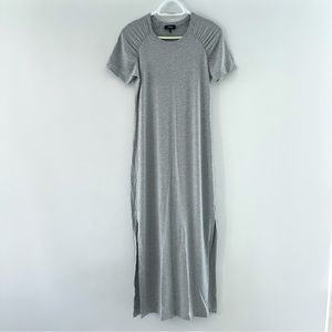 Theory Grey Shirred Maxi Dress Ranmire Knit